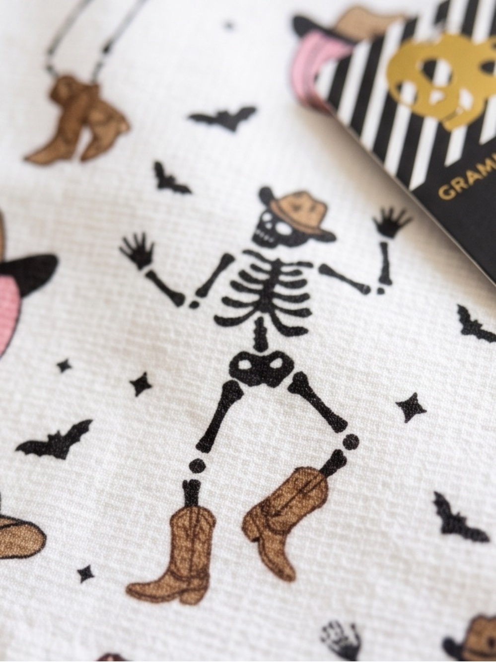 Halloween Cowboy Skeleton kitchen towel set BNWT